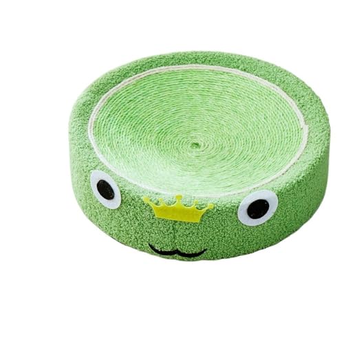 OMEM Haustier-Kratzbrett mit rundem Sisalmaterial Bett, Vier-Jahreszeiten-Universal-Krallenschleifspielzeug für Katzen (Frosch) von OMEM