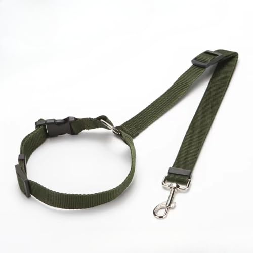 Verstellbare Sicherheitsleine für die Kopfstütze, für Haustiere, Hunde, Katzen, Fahrzeug, Sicherheitsgurt, sicherer Reiseschutz (Armeegrün) von OMEM