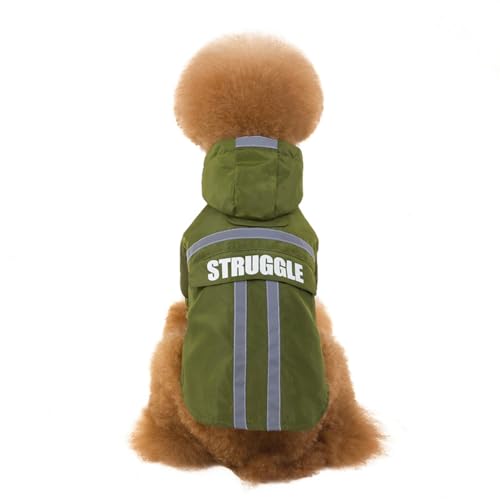 Wasserdichter Hunde-Regenmantel für große Hunde, faltbare Aufbewahrung, Haustier-Regenmantel, Teddy, Bulldogge, Regenausrüstung für Outdoor-Aktivitäten (Grün, M) von OMEM