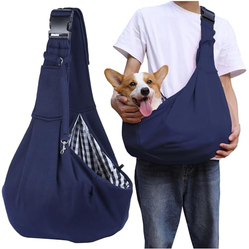 Hundetasche für kleine Hunde Hundetragetasche Tragetasche bis 8 Kg Katzen Umhängetasche für Spaziergang blau Navy von OMH nutrition OH MY HEALTH