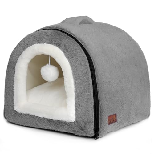OMIVIER Katzenbett für Hauskatzen, faltbare Katzenhöhle, rutschfeste und wasserabweisende Unterseite, Katzenhäuser für Indoor-Katzen oder kleine Hunde, Kätzchen-Zelt, Kaninchenbett (Dunkelgrau, Größe OMIVIER Katzenbett für Hauskatzen, faltbare Katzenhöhle, rutschfeste und wasserabweisende Unterseite, Katzenhäuser für Indoor-Katzen oder kleine Hunde, Kätzchen-Zelt, Kaninchenbett (Dunkelgrau, Größe von OMIVIER