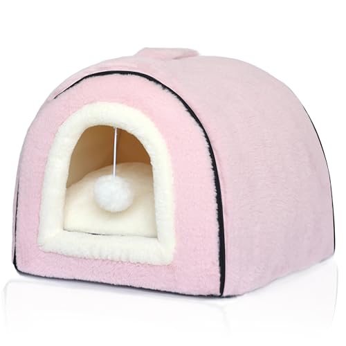 OMIVIER Katzenbett für Hauskatzen, faltbare Katzenhöhle, rutschfeste und wasserabweisende Unterseite, Katzenhäuser für Indoor-Katzen oder kleine Hunde, Kätzchen-Zelt, Kaninchenbett (Rosa, Größe M: 40 OMIVIER Katzenbett für Hauskatzen, faltbare Katzenhöhle, rutschfeste und wasserabweisende Unterseite, Katzenhäuser für Indoor-Katzen oder kleine Hunde, Kätzchen-Zelt, Kaninchenbett (Rosa, Größe M: 40 von OMIVIER