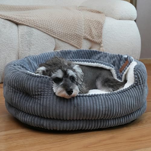 OMLIVLIES Katzenbett – Katzenbetten für Hauskatzen, weich und bequem, niedliches Katzenbett (dunkelgrau, Größe M: 53,3 x 48,3 x 20,3 cm) von OMLIVLIES