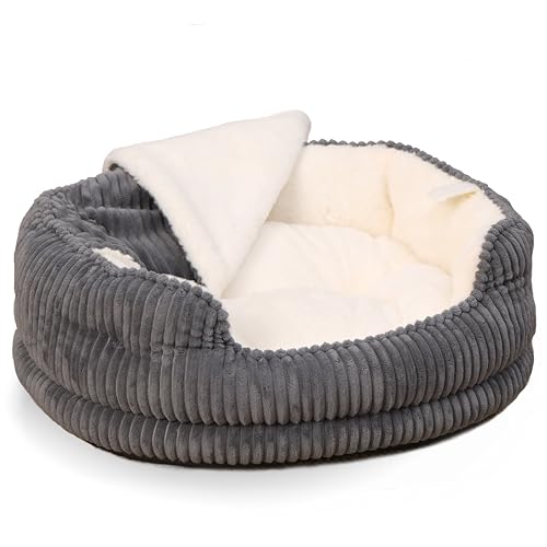 OMLIVLIES Katzenbett – Katzenbetten für Hauskatzen, weich und bequem, niedliches Katzenbett (dunkelgrau, L: 63,5 x 53,3 x 22,9 cm) von OMLIVLIES