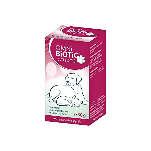 OMNi BiOTiC CAT & DOG | 60g | 2 Bakterienstämme | bis zu 7,5 Mrd. Keime Pro Tagesdosis | Pulver | Probiotisches Ergänzungsfuttermittel für Hunde und Katzen von OMNi BiOTiC