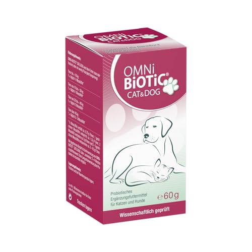 OMNi BiOTiC CAT & DOG | 60g | 2 Bakterienstämme | bis zu 7,5 Mrd. Keime Pro Tagesdosis | Pulver | Probiotisches Ergänzungsfuttermittel für Hunde und Katzen von OMNi BiOTiC