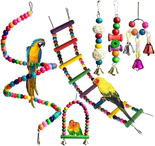 OMYZERO Große Vogelschaukel-Spielzeug, 6 Stück, große Papageien, Kauen, Alexandrin-Sittiche, afrikanischer grauer Papagei und eine Vielzahl von mittelgroßen Amazonas-Finken OMYZERO Große Vogelschaukel-Spielzeug, 6 Stück, große Papageien, Kauen, Alexandrin-Sittiche, afrikanischer grauer Papagei und eine Vielzahl von mittelgroßen Amazonas-Finken von OMYZERO