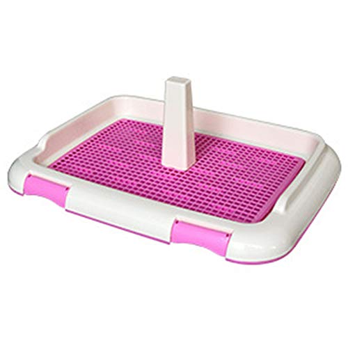 CHUNCIN - Pet Töpfchen Welpen-WC, Indoor-Haustierhund-Welpen-Töpfchen-Tablett mit Standsäule und Simulationswand for männliche Hundetöpfchenkasten, blau, l (Color : Pink, Size : Large) von ONDIAN