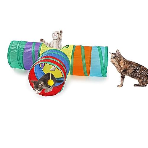Katzentunnel 3-Wege-Katzentunnel-Crinkle-Tunnel-Set, zusammenklappbares Haustierspielzeug für Kätzchen von ONDIAN