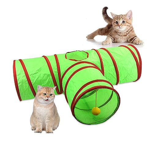 Katzentunnel 3-Wege-Katzentunnel mit extra Durchmesser, EIN großes, zusammenklappbares Spielspielzeug für Kätzchen von ONDIAN