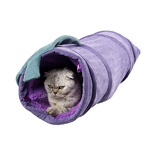 Katzentunnel Cat Tunnel Pet zusammenklappbare Katze Spielen Pet Supplies für Kätzchen (Farbe : Lila, Size : One Size) von ONDIAN