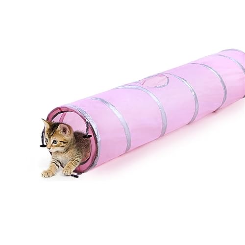 Katzentunnel Interaktives Spielzeug for Haustiere, Welpen, Kaninchen, Katzen, Spieltunnel, Röhrenspielzeug, Kätzchen für Kätzchen (Farbe : Rosa, Size : 120x24x24cm) von ONDIAN