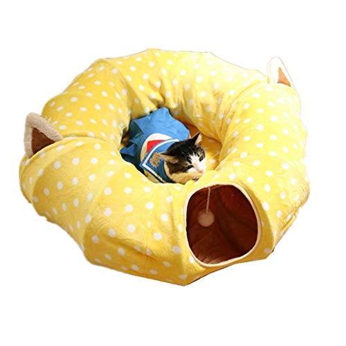 Katzentunnel Katzen-Haustier-Spielzeug Katzen Tunnel Pet Tunnel Passage Toy Katzenspielzeug Pet Katzenbedarf für Kätzchen (Farbe : Gelb, Size : 25x130cm) von ONDIAN