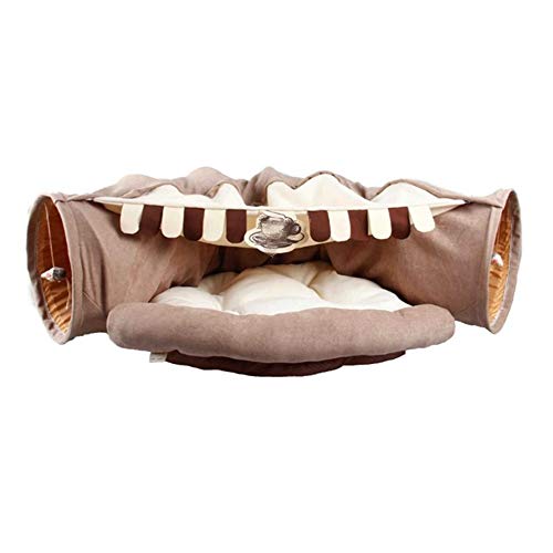 Katzentunnel Katzenspielzeug Cat Tunnel Katze Tierbedarf Katzen Kanal Faltbare Katze Spielen für Kätzchen (Farbe : Beige, Size : One Size) von ONDIAN