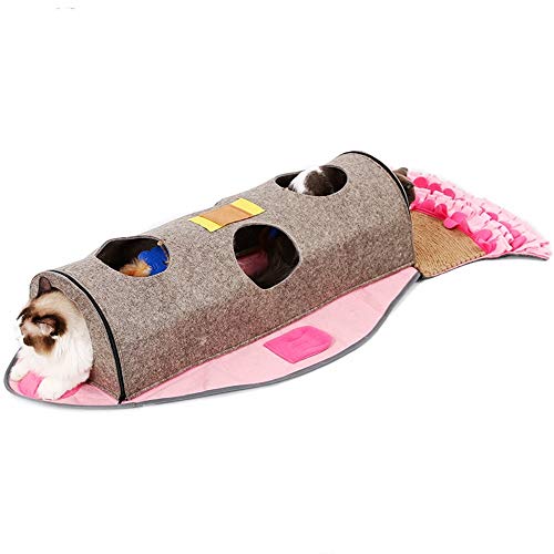 Katzentunnel Kreative Cat Toy Multifunktionale Katze spielt Tunnel Katzentoilette Klaue Cat Tunnel für Kätzchen (Farbe : Rosa, Size : One Size) von ONDIAN