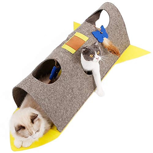 Katzentunnel Multifunktionale zusammenklappbarer Cat Tunnel Spielzeug Interaktive Pet Tubes Kreative Cat Toy Play Tunnel Nest für Kätzchen (Farbe : Grey, Size : One Size) von ONDIAN