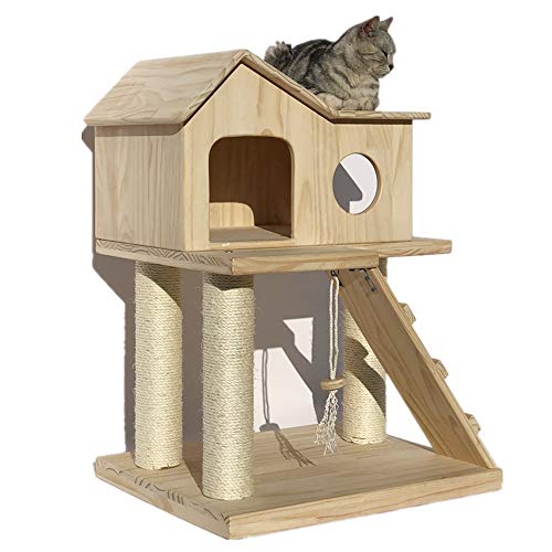 Kratzbaum Katzen Holzhaus Ist Ideal for Katzen Zu Klettern Und Spielen von ONDIAN