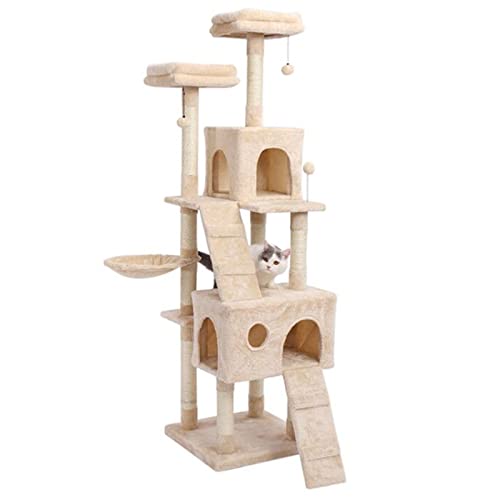 Kratzbaum Katzenbaumkatze Kletterspielzeugkatze Kletterrahmen Katzenspielturm (Farbe : Beige, Size : One Size) von ONDIAN