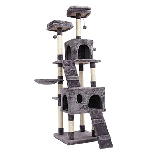 Kratzbaum Katzenbaumkatze Kletterspielzeugkatze Kletterrahmen Katzenspielturm (Farbe : Grey, Size : One Size) von ONDIAN