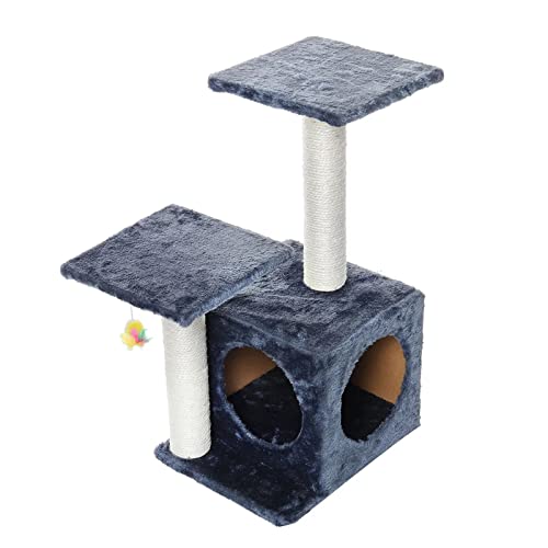 Kratzbaum Katzenbaumspielzeugkatze Kletterturm mehrschichtige Katzenkratzer nach Hause (Farbe : Dark Blue, Size : One Size) von ONDIAN