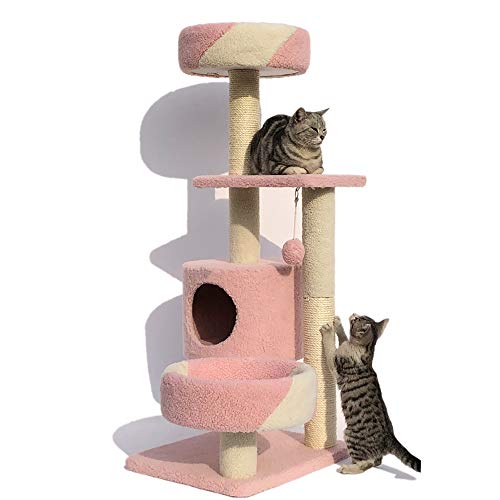 Kratzbaum Katzenhaus Ist Ideal Zum Klettern Und Spielen Katzenspielzeug Freizeitzentrum (Farbe : Rosa, Size : As pictiure) von ONDIAN