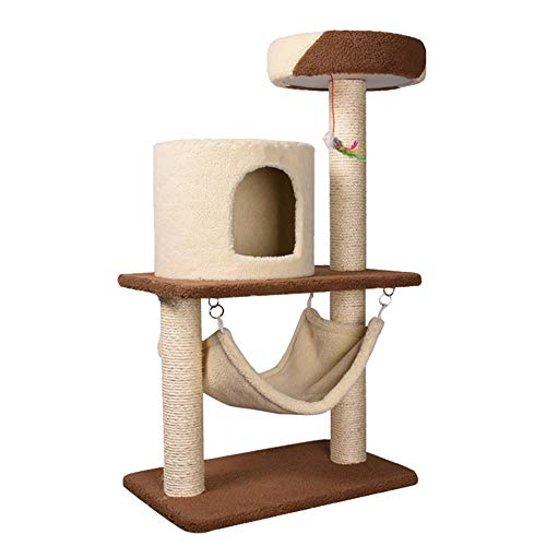 Kratzbaum Katzenhaus Ist Ideal for Katzen Zu Klettern Und Scratch-Wiedergabe Katze Post Mit Hängematte Und Lebensräume Plattform (Farbe : Beige, Size : As pictiure) von ONDIAN