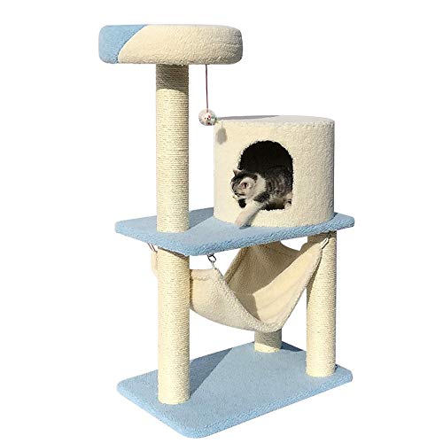 Kratzbaum Katzenhaus Ist Ideal for Katzen Zu Klettern Und Scratch-Wiedergabe Katze Post Mit Hängematte Und Lebensräume Plattform (Farbe : Blau, Size : As pictiure) von ONDIAN