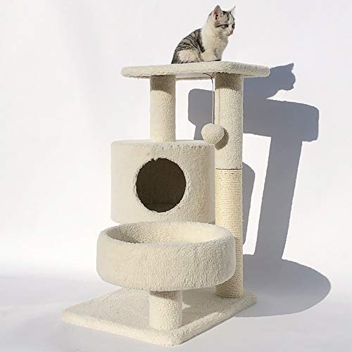 Kratzbaum Katzenhaus Ist Ideal for Katzen Zu Klettern Und Spielen Drinnen Und Draußen (Farbe : Beige, Size : 50x40x75cm) von ONDIAN