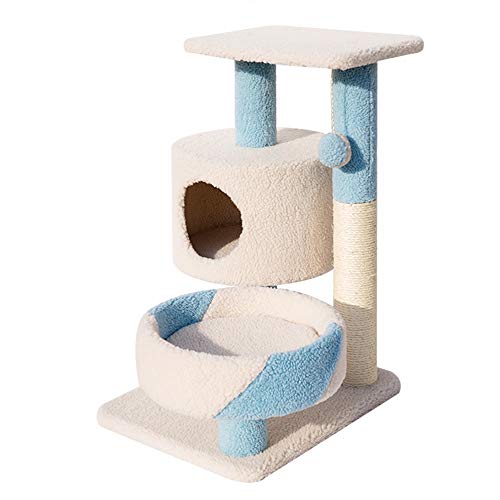 Kratzbaum Katzenhaus Ist Ideal for Katzen Zu Klettern Und Spielen Drinnen Und Draußen (Farbe : Blau, Size : 50x40x75cm) von ONDIAN