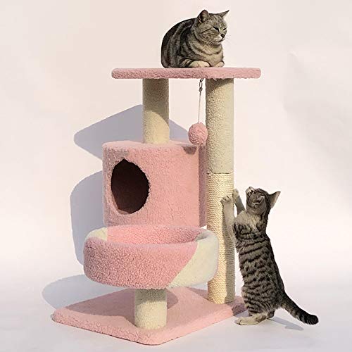 Kratzbaum Katzenhaus Ist Ideal for Katzen Zu Klettern Und Spielen Drinnen Und Draußen (Farbe : Rosa, Size : 50x40x75cm) von ONDIAN