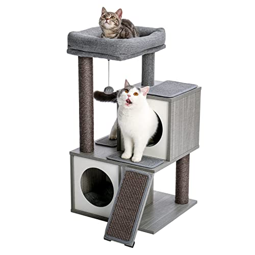 Kratzbaum Multi Cat Tree Cat Tower Cat Activity Center Holzkatze Eigentumswohnung Möbel von ONDIAN