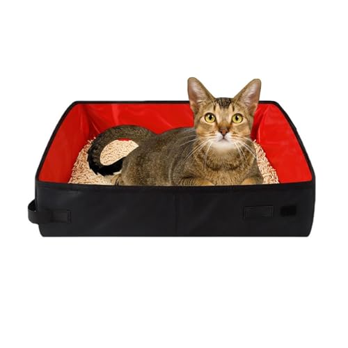 Tragbare Katzentoilette Faltbare Katzentoilette, Katzentoilette, tragbare Katzentoilette für Homecamping (Farbe : rot, Size : 40x30x11cm) von ONDIAN