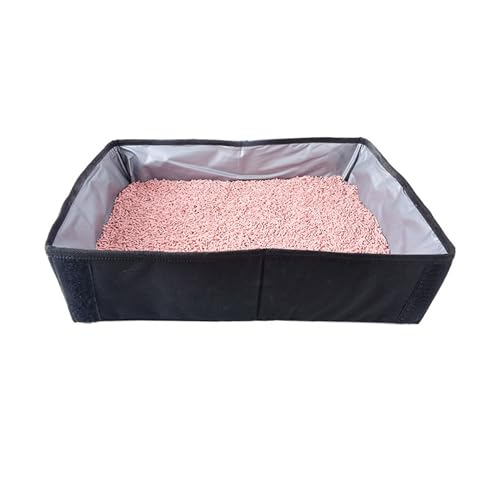 Tragbare Katzentoilette Katzentoilette, Faltbare Katzentoilette, zusammenklappbare tragbare Katzentoilette für Homecamping (Farbe : Black, Size : 45x35x12.5cm) von ONDIAN