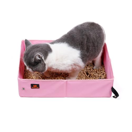 Tragbare Katzentoilette Katzentoilette, zusammenklappbare Katzentoilette, tragbare Katzentoilette, zusammenklappbare Toilette für Homecamping (Farbe : Rosa, Size : 45x31x13cm) von ONDIAN