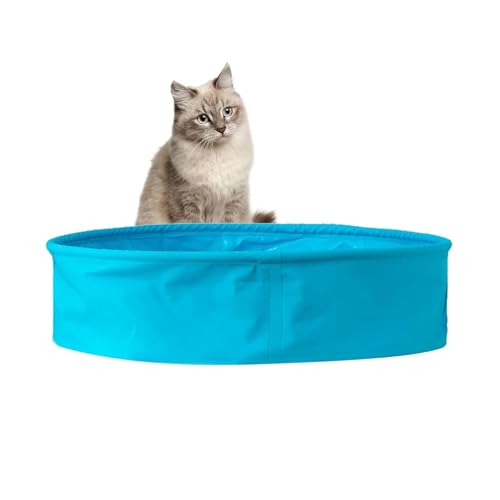 Tragbare Katzentoilette Katzentoilette for Katzen, zusammenklappbar, tragbar, wasserdichte Katzentoilette für Homecamping (Farbe : Blau, Size : 35x10cm) von ONDIAN