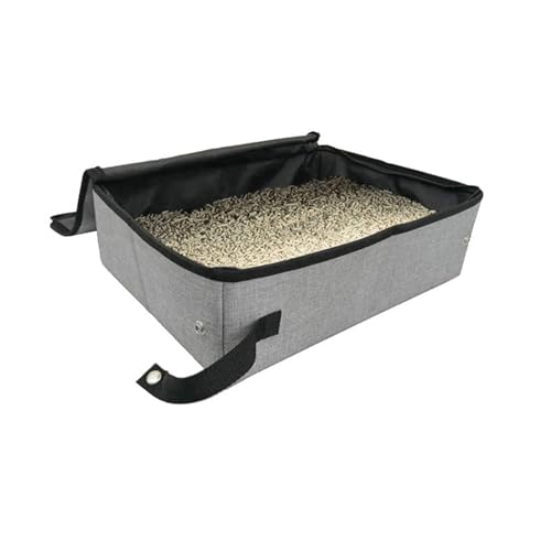 Tragbare Katzentoilette Katzentoilette mit Griff, zusammenklappbar, tragbar, Katzentoilette für Homecamping (Farbe : Gray, Size : 55x42.5x13cm) von ONDIAN