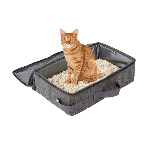 Tragbare Katzentoilette Katzentoilette mit Reißverschlussdeckel for mittelgroße Katzen und Kätzchen für Homecamping (Farbe : Gray, Size : 24x40cm) von ONDIAN