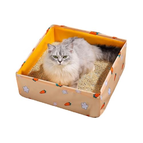 Tragbare Katzentoilette Tragbare Katzentoilette, faltbar, einfach zu Katzentoilette, Katzentoilette für Homecamping (Farbe : Gelb, Size : 45x15cm) von ONDIAN