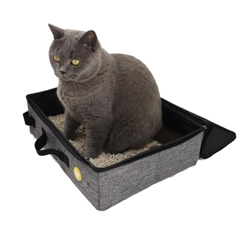 Tragbare Katzentoilette Tragbare Katzentoilette mit Deckel, Faltbare Katzentoilette, passend for mittelgroße Katzen für Homecamping (Farbe : Gray, Size : 40x30x11cm) von ONDIAN
