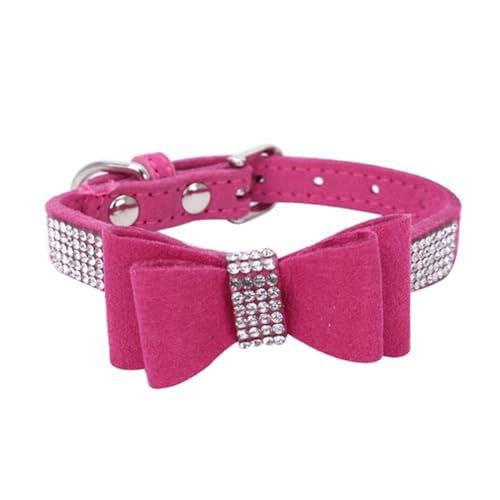 Bling Hundehalsband, Fliege mit Strasssteinen, ausgefallen, hübscher Diamantkristall, niedliche Fliege, Katze, Kätzchen, verstellbar, für Welpen, XS, S, M, L, große Rassen, Mädchen, Hot Pink, L Bling Hundehalsband, Fliege mit Strasssteinen, ausgefallen, hübscher Diamantkristall, niedliche Fliege, Katze, Kätzchen, verstellbar, für Welpen, XS, S, M, L, große Rassen, Mädchen, Hot Pink, L von ONEFOJOJO