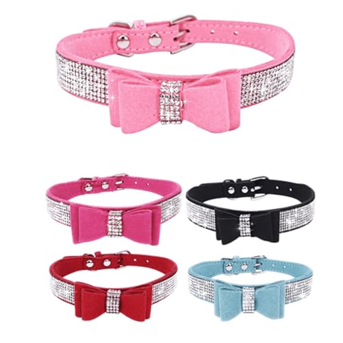 Bling Hundehalsband, Fliege mit Strasssteinen, ausgefallen, hübscher Diamantkristall, niedliche Fliege, Katze, Kätzchen, verstellbar, für Welpen, XS, S, M, L, große Rassen, Mädchen, Rosa, XL Bling Hundehalsband, Fliege mit Strasssteinen, ausgefallen, hübscher Diamantkristall, niedliche Fliege, Katze, Kätzchen, verstellbar, für Welpen, XS, S, M, L, große Rassen, Mädchen, Rosa, XL von ONEFOJOJO