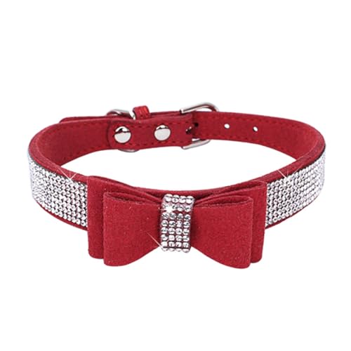 Bling Hundehalsband, Fliege mit Strasssteinen, ausgefallen, hübscher Diamantkristall, niedliche Fliege, Katze, Kätzchen, verstellbar, für Welpen, XS, S, M, L, große Rassen, Rot, L Bling Hundehalsband, Fliege mit Strasssteinen, ausgefallen, hübscher Diamantkristall, niedliche Fliege, Katze, Kätzchen, verstellbar, für Welpen, XS, S, M, L, große Rassen, Rot, L von ONEFOJOJO
