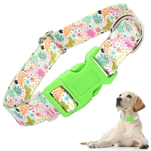 Grünes Hundehalsband für kleine Hunde, niedliches Frühlings-Hundehalsband, verstellbar, bequem, weich, langlebig, Haustier-Katzenhalsband für XS, S, M, L, XL von ONEFOJOJO