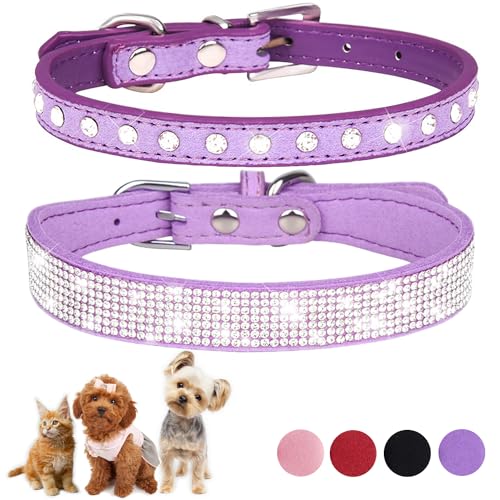 Hundehalsband mit Strasssteinen für mittelgroße Hunde, weiches Wildleder, Glitzer, Diamantschmuck, Kristall, weibliches Welpenhalsband mit Schleife für XS, kleine, mittelgroße Mädchen, Hunde und Hundehalsband mit Strasssteinen für mittelgroße Hunde, weiches Wildleder, Glitzer, Diamantschmuck, Kristall, weibliches Welpenhalsband mit Schleife für XS, kleine, mittelgroße Mädchen, Hunde und von ONEFOJOJO