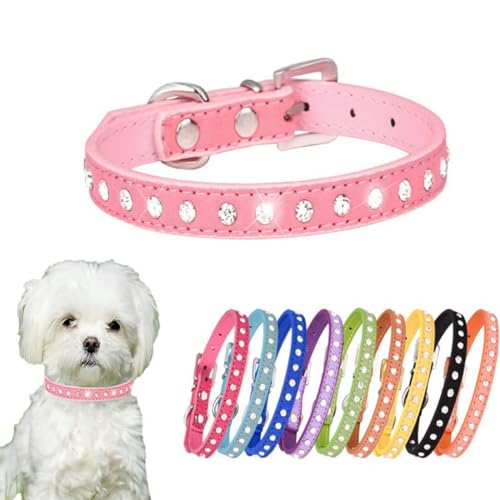 Hundehalsband für kleine Hunde, mit Strasssteinen, lustige Katze, Kätzchen, verstellbar, für XS, Welpen, mittelgroß, Jungen, Mädchen, weiblich, Rosa, Größe M Hundehalsband für kleine Hunde, mit Strasssteinen, lustige Katze, Kätzchen, verstellbar, für XS, Welpen, mittelgroß, Jungen, Mädchen, weiblich, Rosa, Größe M von ONEFOJOJO
