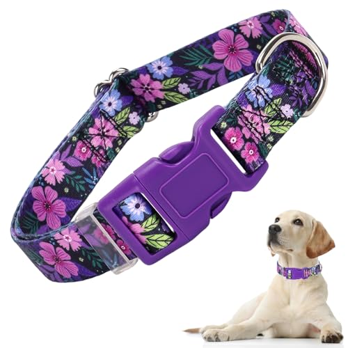 Hundehalsband für mittelgroße Hunde, niedliches Mädchen-Hundehalsband mit Boho-Blumenmuster, verstellbar, bequem, weich, langlebig, Haustier-Katzenhalsband für XS, S, M, L, XL von ONEFOJOJO