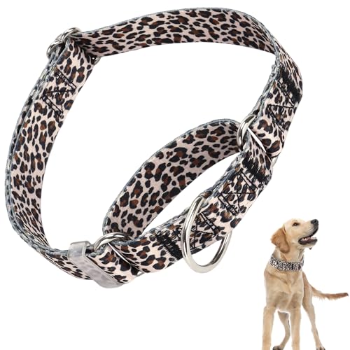Martingale-Halsband für Hunde, Leoparden-Martingale-Hundehalsband, verstellbar, hochwertig, rutschfest, Martingal-Halsband für große Mädchen oder Jungen von ONEFOJOJO