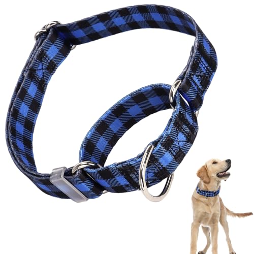 Martingale-Halsband für Hunde, blau kariert, Martingal-Hundehalsband, verstellbar, hochwertig, rutschfest, Martingal-Halsband für kleine Mädchen oder Jungen von ONEFOJOJO