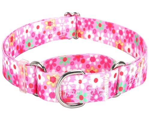 Martingale-Halsband für Hunde, rosa Blumen, Martingal-Hundehalsband, verstellbar, hochwertig, rutschfest, Martingal-Halsband für kleine Mädchen oder Jungen Martingale-Halsband für Hunde, rosa Blumen, Martingal-Hundehalsband, verstellbar, hochwertig, rutschfest, Martingal-Halsband für kleine Mädchen oder Jungen von ONEFOJOJO