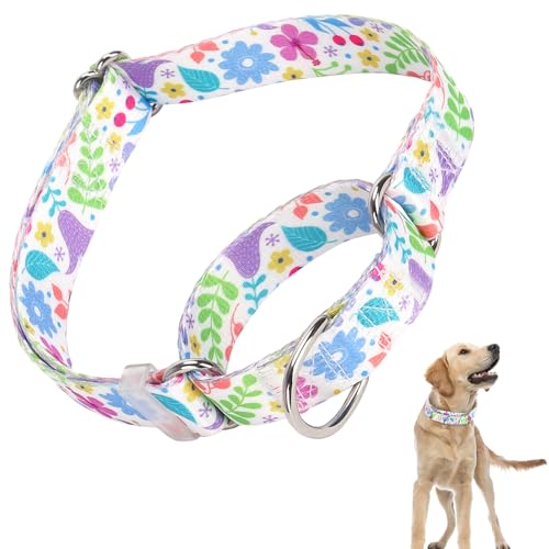 Martingale-Halsband für Hunde, verstellbar, hochwertig, rutschfest, Blumen-Martingale-Halsband für große Mädchen von ONEFOJOJO